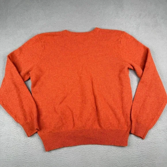 Polo By Ralph Lauren Sweater XL Orange 100% Lambs Wool V Neck Pullover SHRUNK - Picture 6 of 7